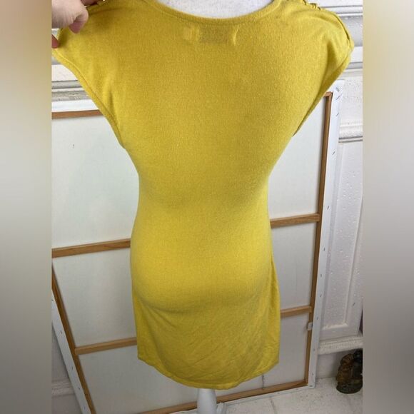 Funky People VTG lemon/ chartreuse dress w/attached flowers w/ stone centers - Picture 6 of 10